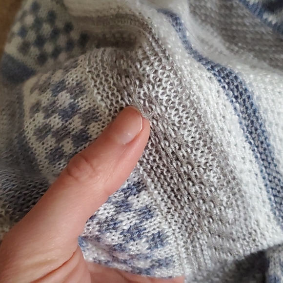 Oh MG! blue/grey/white striped sweater with hood - Picture 7 of 8